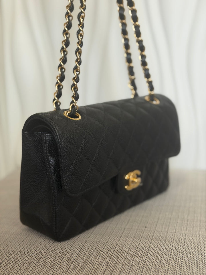 CHANEL Black Caviar GHW SMALL Timeless Classic Double Flap Bag 2022