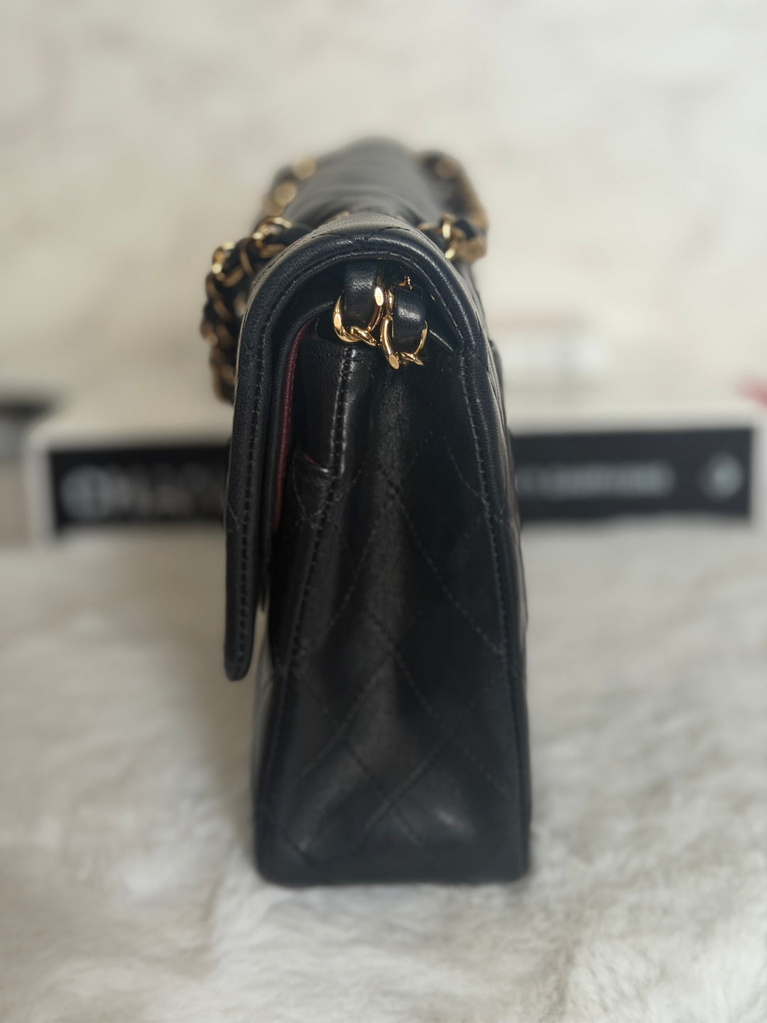 CHANEL series 14 Black Lambskin GHW Medium ML Timeless Classic Double Flap Bag 2011