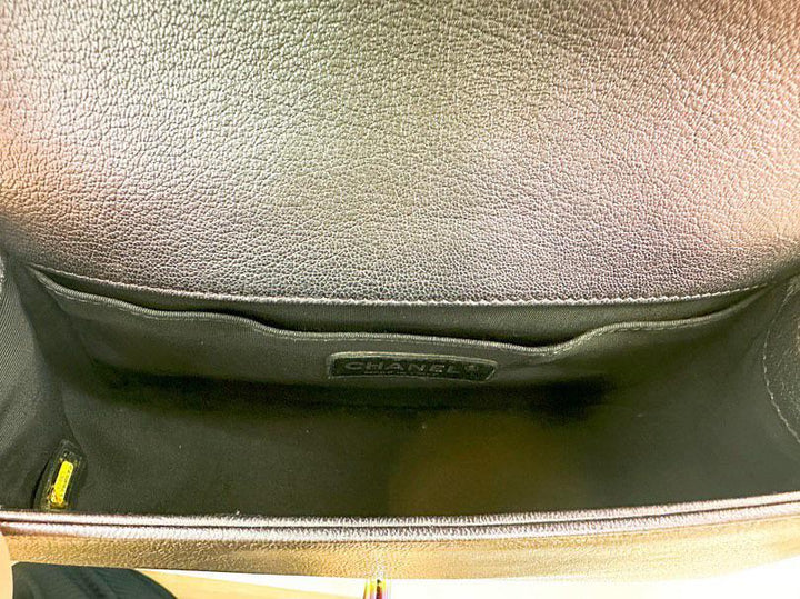 Chanel 16C 2016 Cruise collection series 21 Purple Iridescent Calf skin rainbow mermaid hardware Le Boy Old Medium Flap Bag
