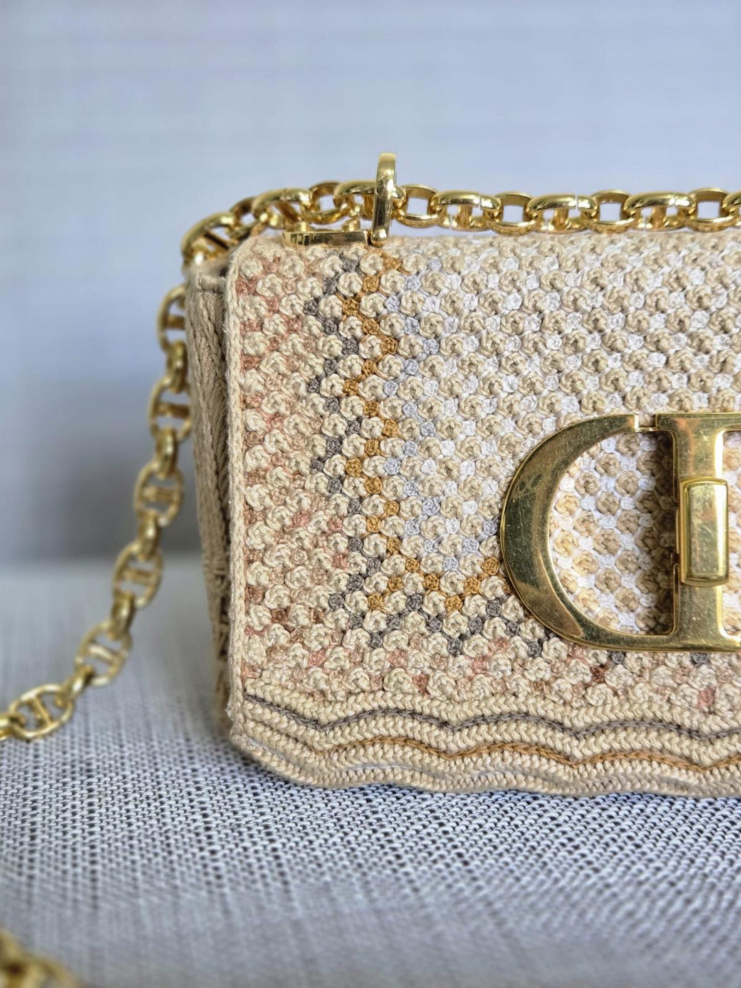 DIOR Cannage Woven Raffia and Suede in Beige GHW size SMALL