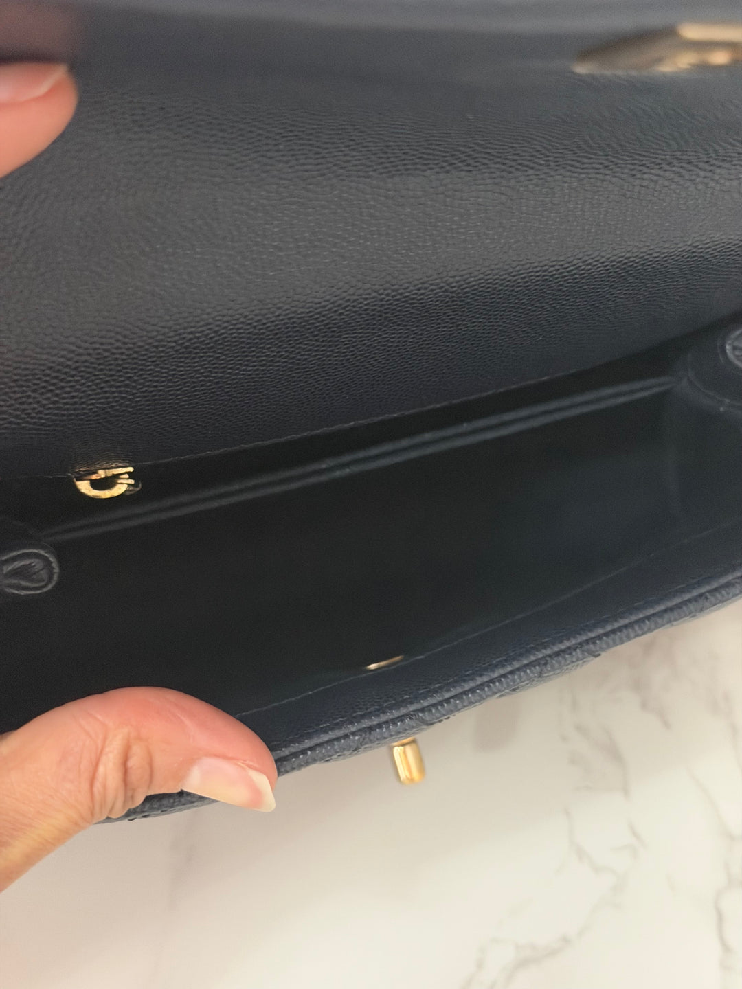 CHANEL series 30 2020 Navy Blue Caviar LGHW Small Coco Handle Flap Bag with Detachable Strap