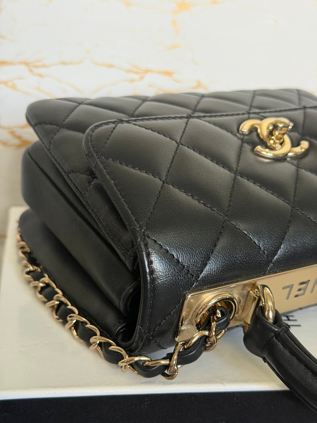 CHANEL Black Lambskin LGHW Trendy CC Flap Bag size MINI 8 inches with detachable Strap 2023/2024