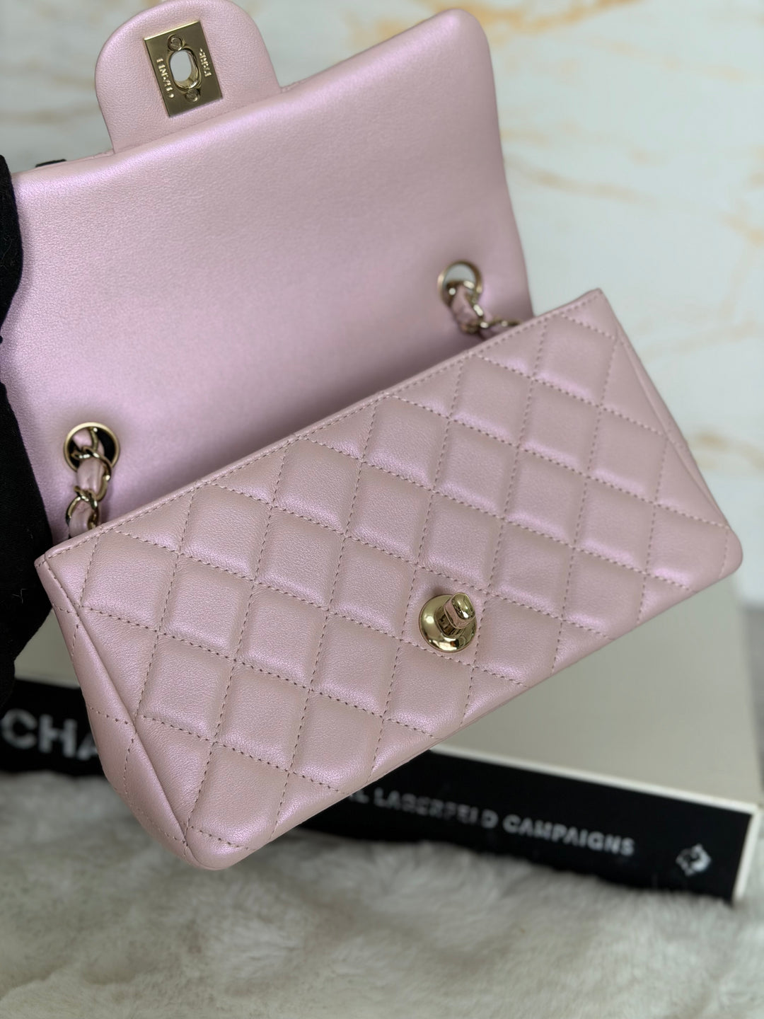 CHANEL 21S Light Pink Calf Skin LGHW Mini rectangular flap bag series 31 2021 *super rare*