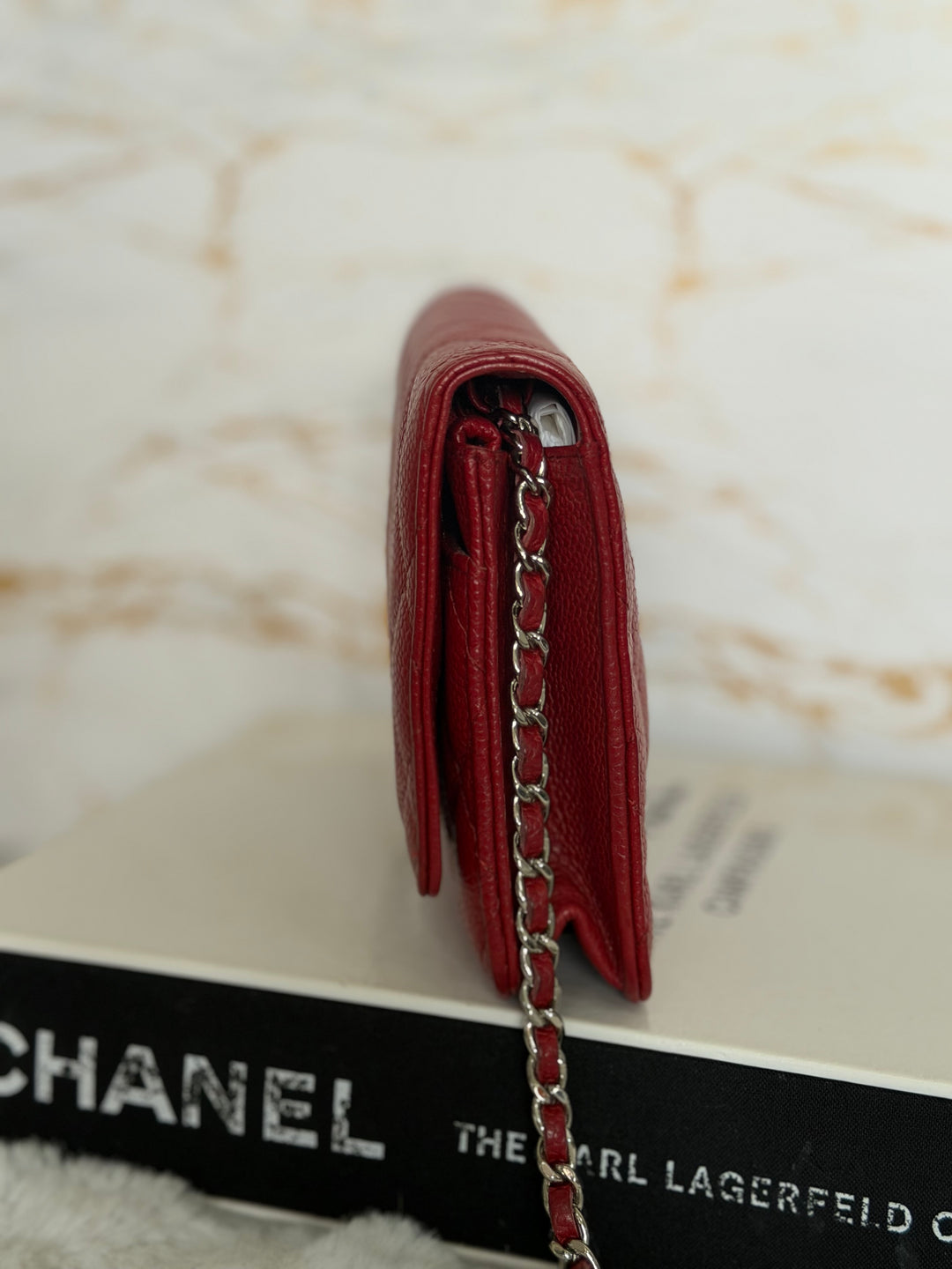 CHANEL series 19 Red Caviar Classic Wallet on chain (WOC) SHW 2014/2015