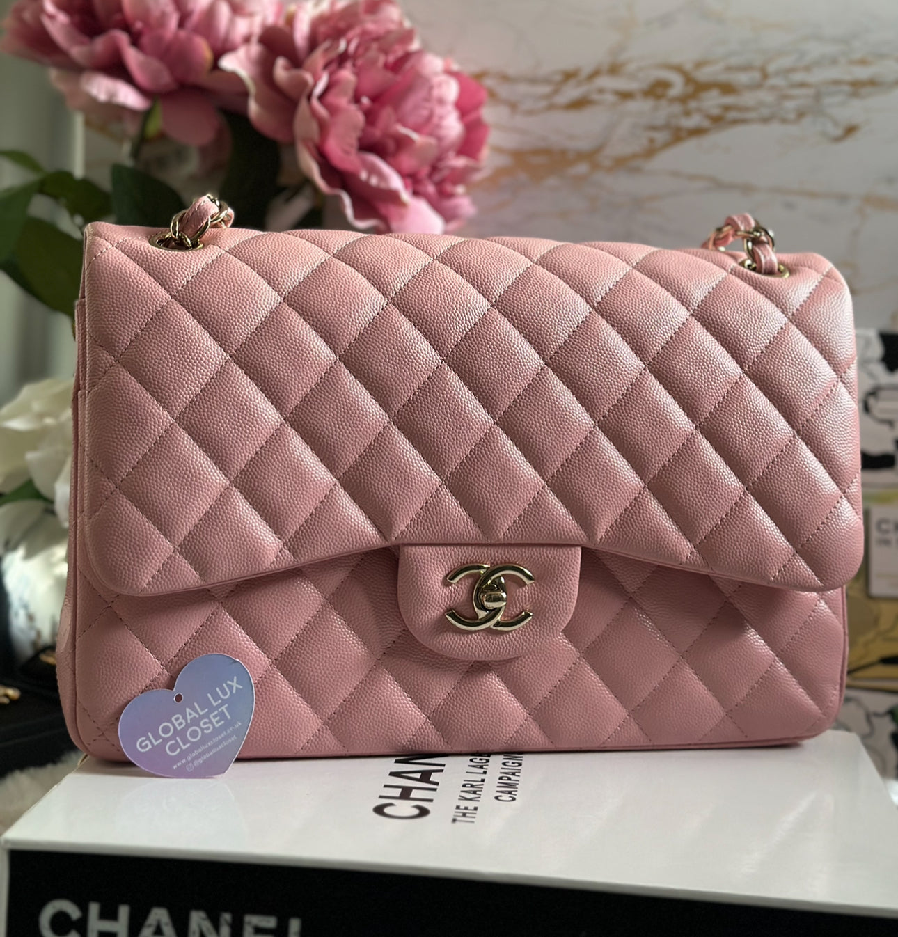 card holder chanel pink flap