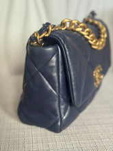 Load image into Gallery viewer, CHANEL 19 Size SMALL 26 cms series 31 Navy Lambskin Mixed Hardware Flap Bag with top handle
