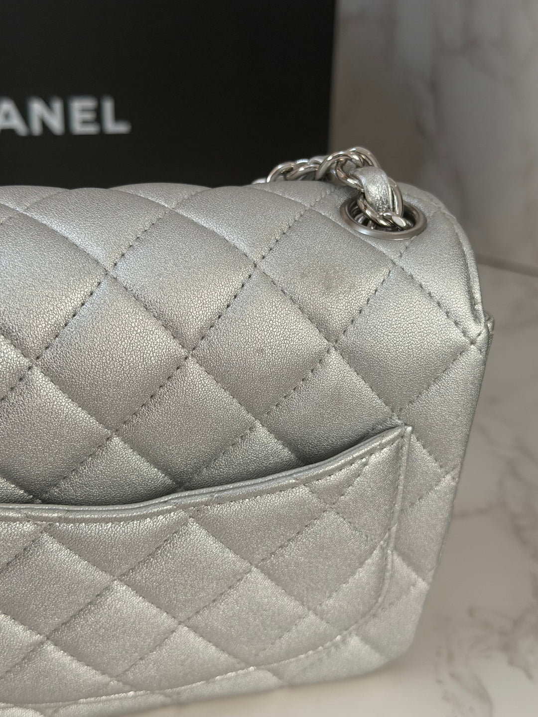 Chanel Series 31 21P Collection Iridescent Silver lambskin SHW Square Mini Flap Bag 2021