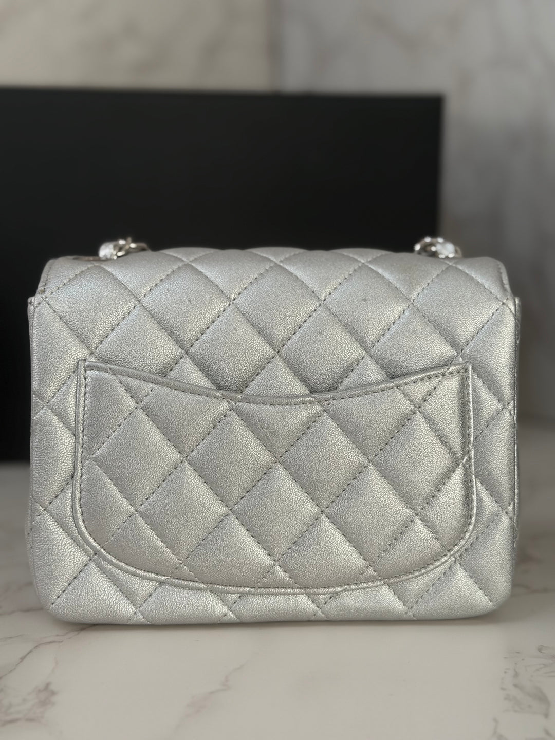 Chanel Series 31 21P Collection Iridescent Silver lambskin SHW Square Mini Flap Bag 2021