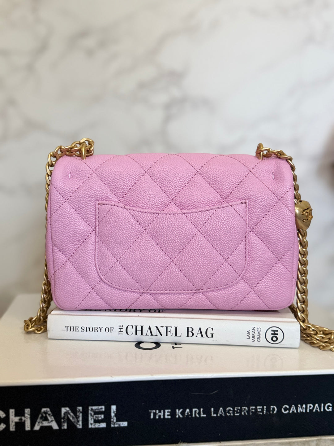 CHANEL 23P Mauve Pink Caviar Heart Adjustable Chain Aged GHW Mini Flap Bag 2023