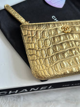 Load image into Gallery viewer, Chanel 19A Gold Calf skin Croc Embossed Mini O Case with Aged GHW
