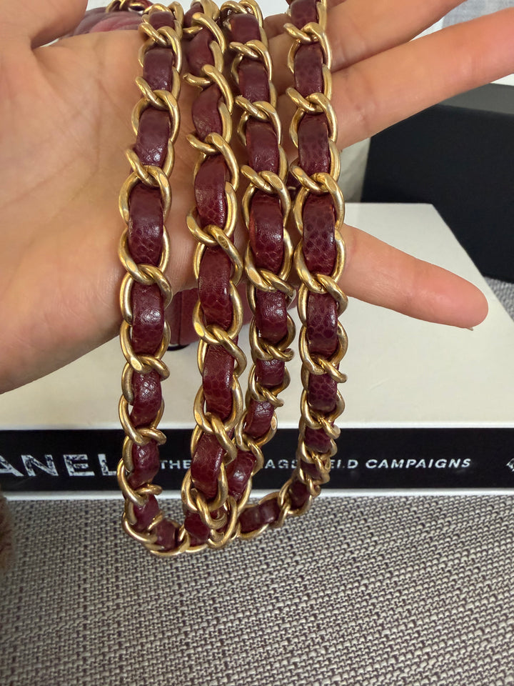 CHANEL series 21 15B collection Burgundy Caviar GHW Mini Rectangular Flap Bag 2015 RARE