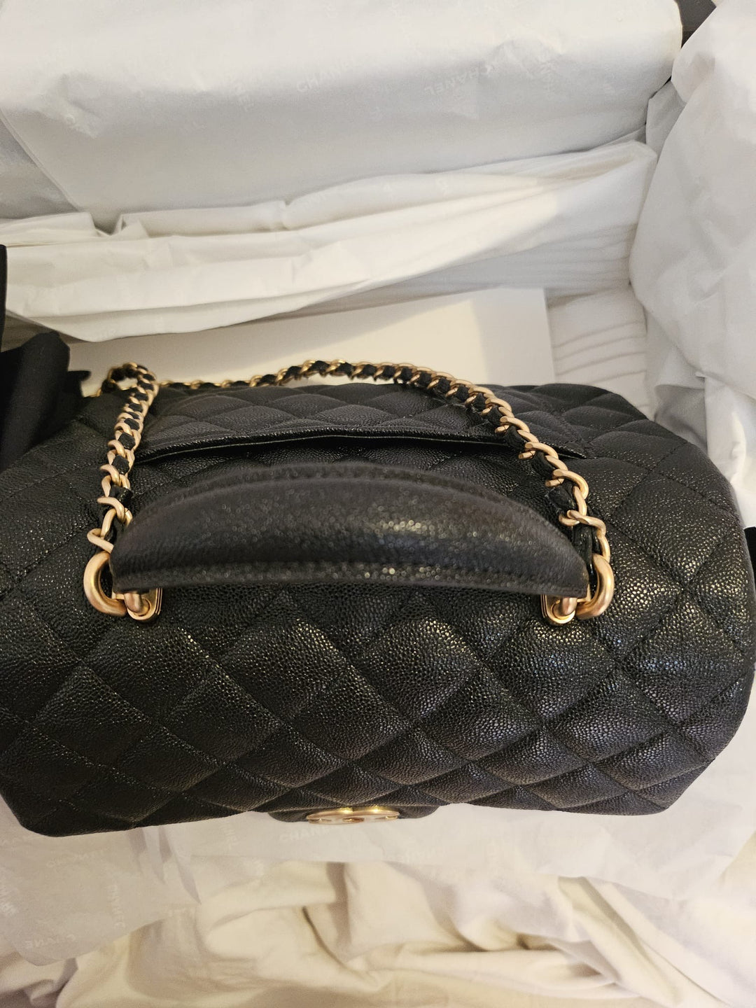 CHANEL 21S Black Caviar Aged GHW Mini rectangular flap bag with top handle 2021 series 31