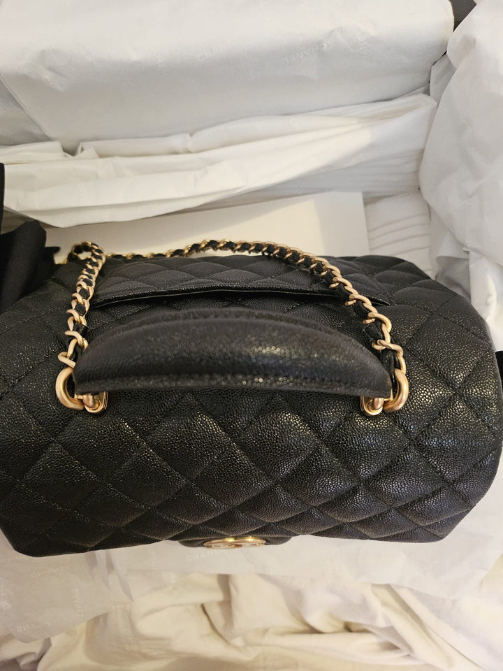 CHANEL 21S Black Caviar Aged GHW Mini rectangular flap bag with top handle 2021 series 31