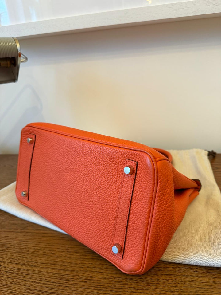 HERMES Birkin 30 Orange Togo Leather PHW