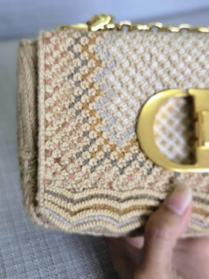 DIOR Cannage Woven Raffia and Suede in Beige GHW size SMALL