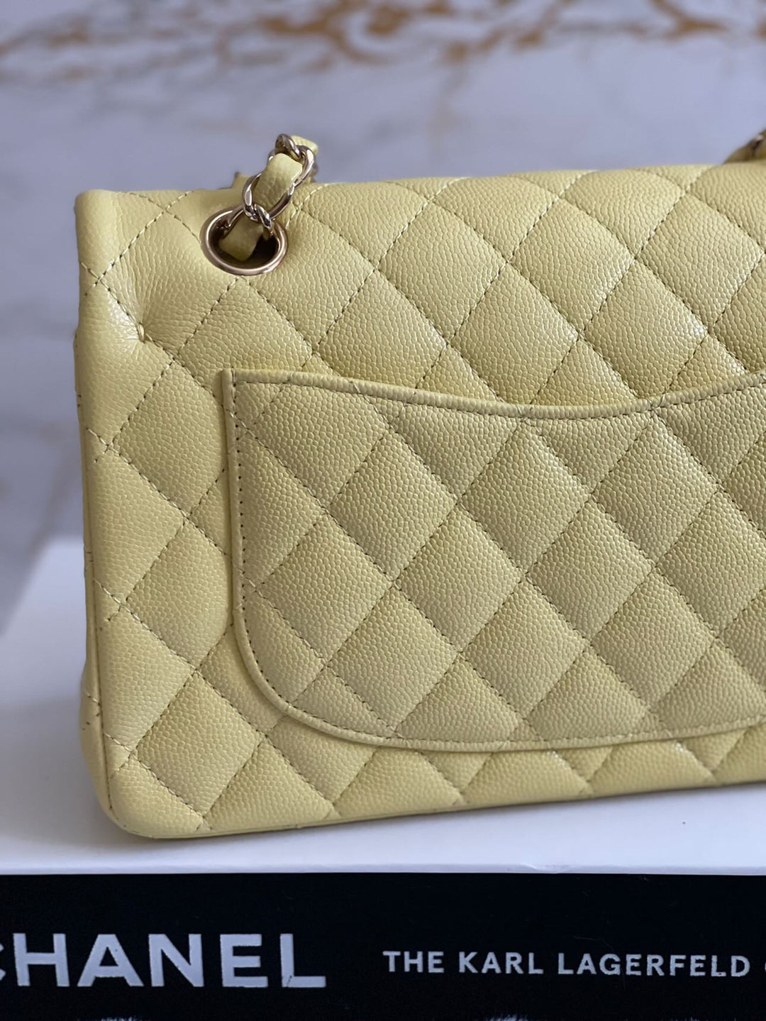 Chanel 20S 2020 Spring/Summer Collection Yellow Caviar LGHW Small Timeless Classic Double Flap Bag