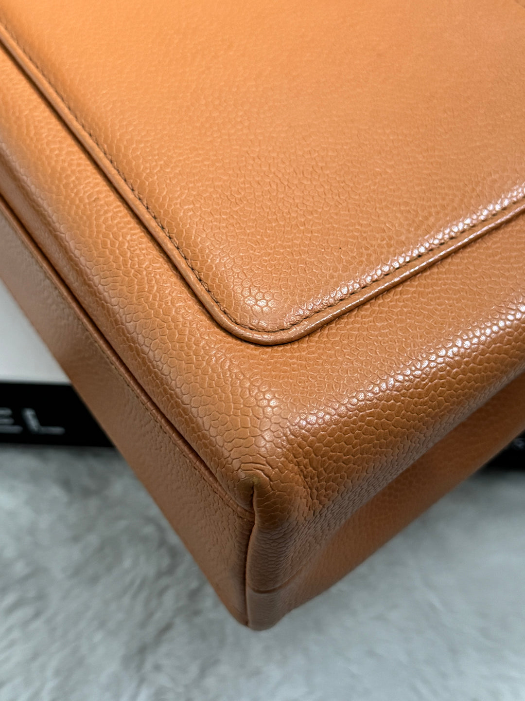 Chanel series 5 circa 1999 Kelly Top Handle Flap 24K GHW in Orange Caviar A12391