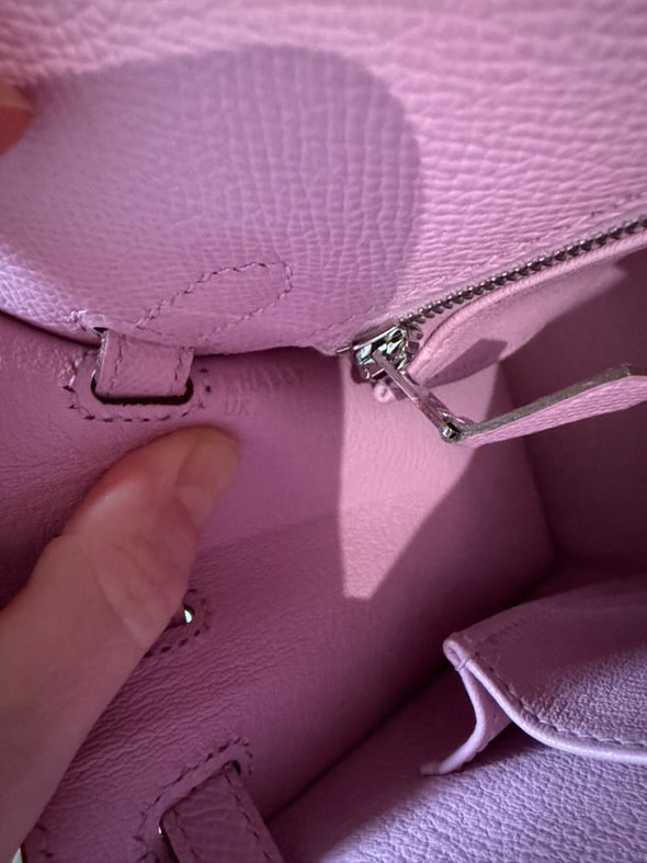 HERMES Mauve Sylvester PHW Kelly 25 Epsom Sellier