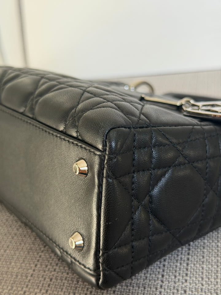 DIOR Lady Dior Mini Vintage Black Lambskin Silver hardware SHW 2006