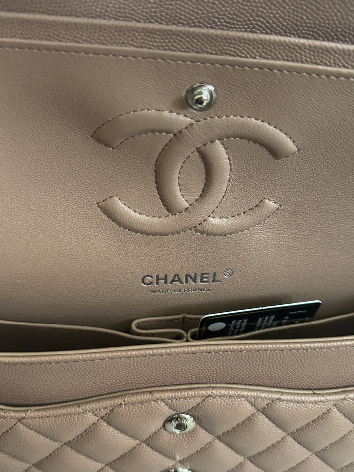 Chanel series 24 17B 2017 Fall/Winter Collection Taupe Caviar SHW Medium ML Timeless Classic Double Flap Bag