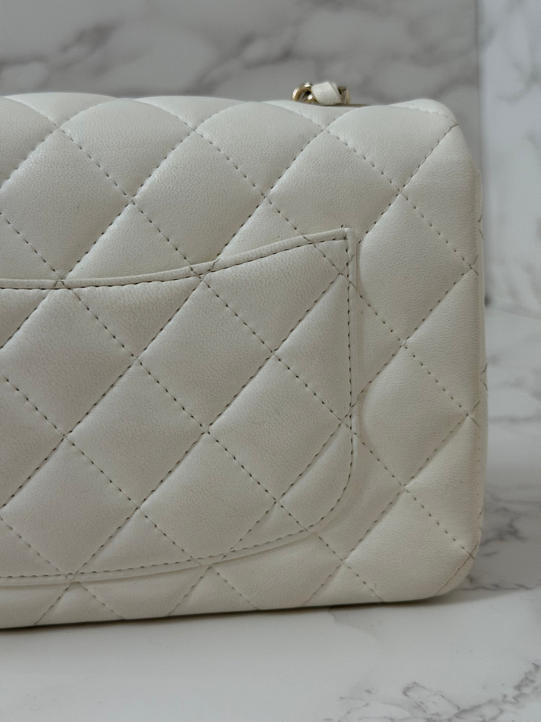 CHANEL series 23 2016 White Lambskin LGHW Mini Rectangular Flap Bag