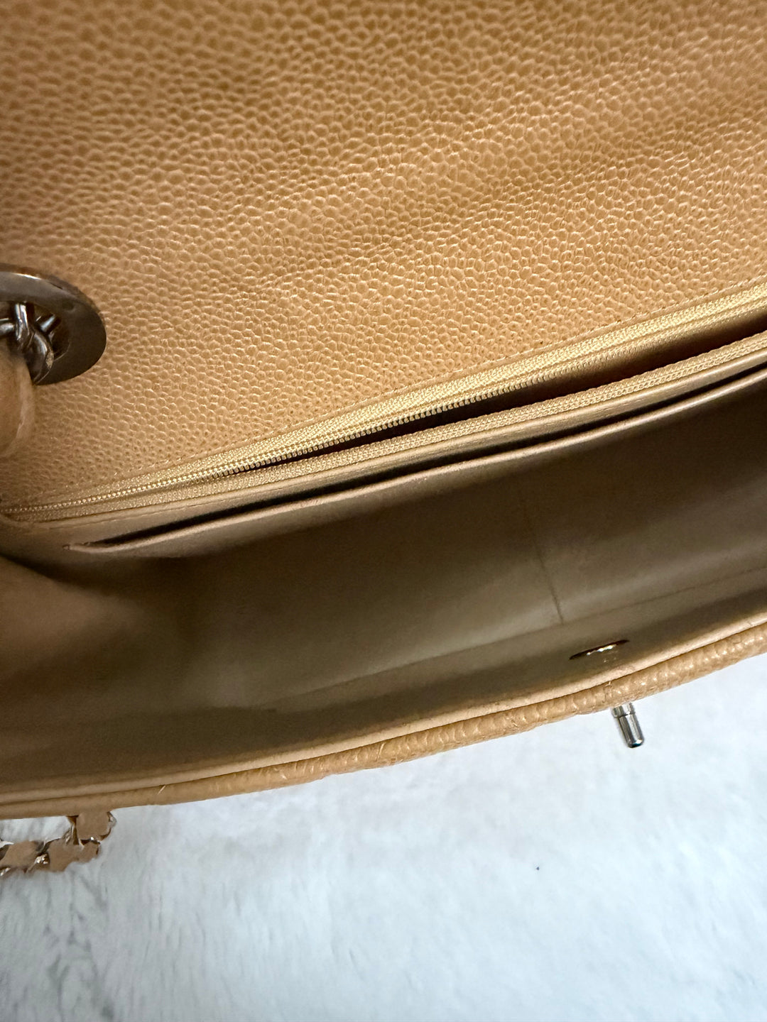 CHANEL series 6 Dark Beige Caviar SHW Vintage Jumbo Single Flap Bag