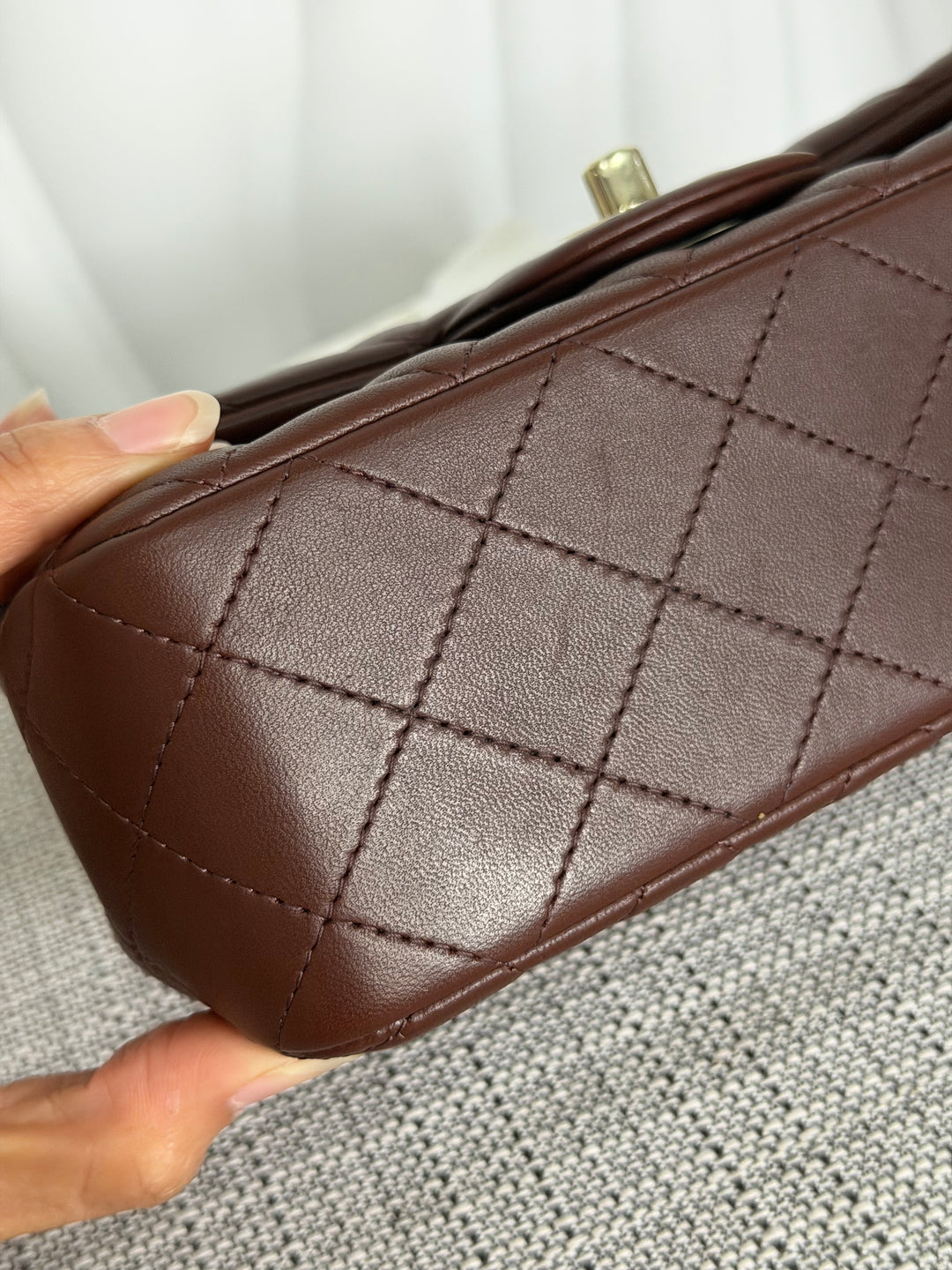 CHANEL 25K collection 2025 Brown Lambskin LGHW Mini Rectangular Flap Bag with Leather Top Handle