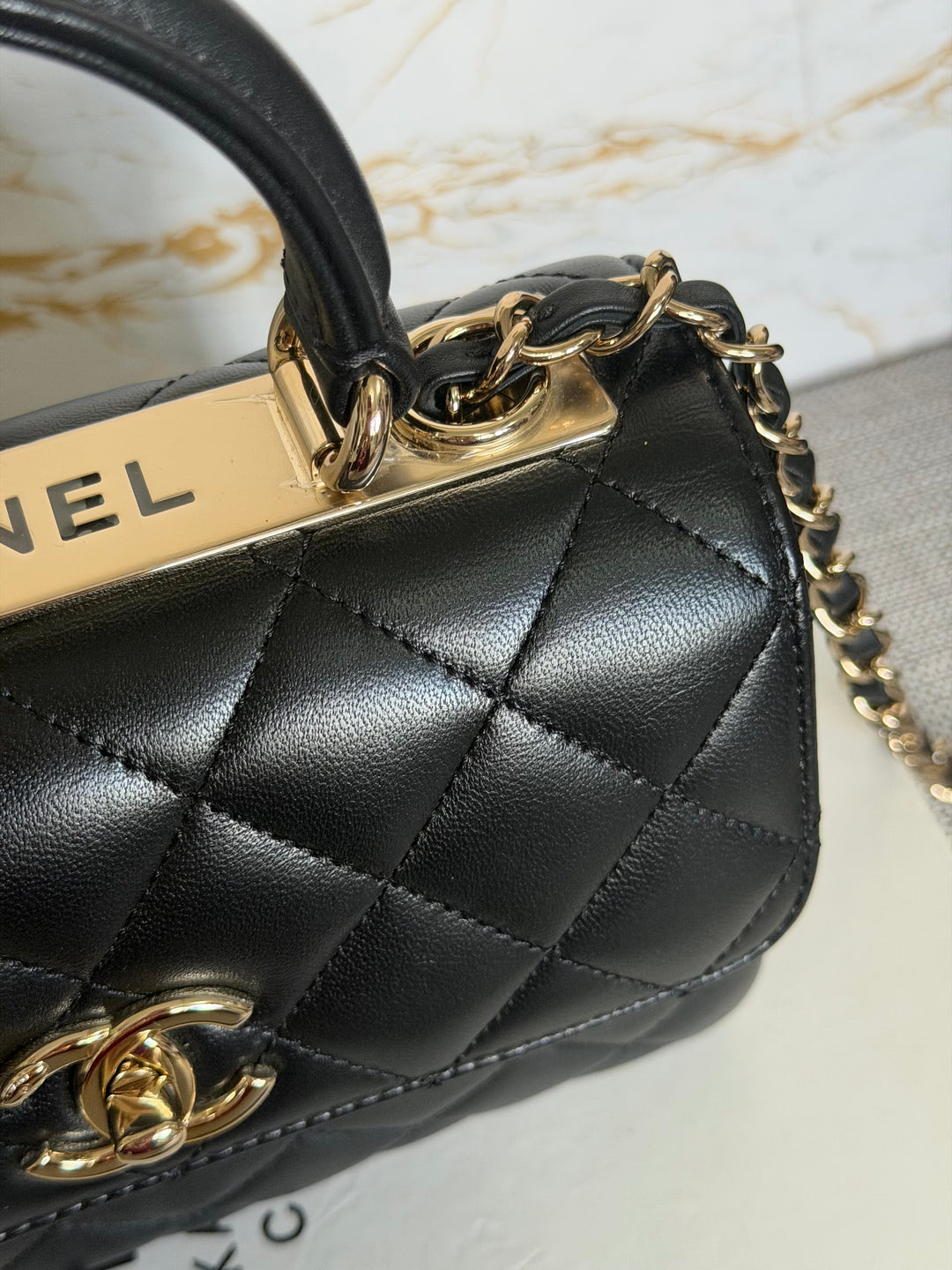 CHANEL Black Lambskin LGHW Trendy CC Flap Bag size MINI 8 inches with detachable Strap 2023/2024