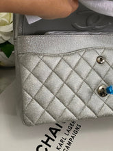 Load image into Gallery viewer, Chanel 21K 2021 Fall/Winter collection Glitter Iridescent Silver caviar SHW Medium ML 11.12 Timeless Classic Double Flap Bag
