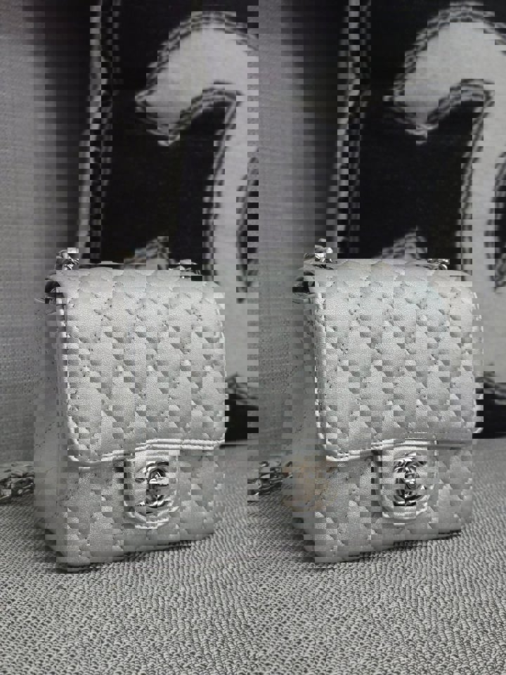 Chanel Series 31 21P 2021 Pre Spring/Summer Collection Iridescent Silver lambskin SHW Square Mini Flap Bag