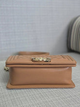 Load image into Gallery viewer, Chanel 21K 2021 Fall/Winter Collection Caramel Brown Caviar shiny champagne GHW Small Le Boy Flap Bag
