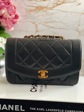 Load image into Gallery viewer, Chanel series 3 Black Lambskin 24K GHW Small Diana Flap Bag
