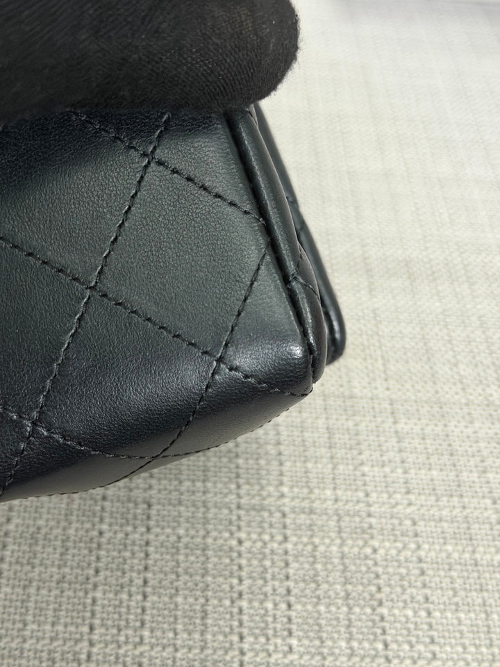 CHANEL Black Lambskin LGHW Mini Rectangular Flap Bag 2025