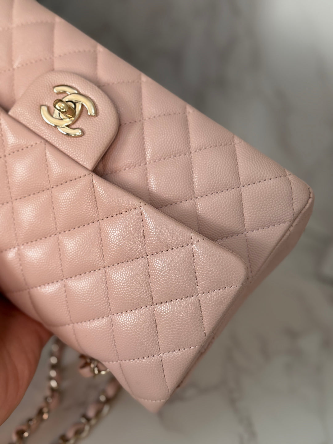 CHANEL 21C 2021 Rose Clair Caviar LGHW Medium ML 11.12 Timeless Classic Double Flap Bag