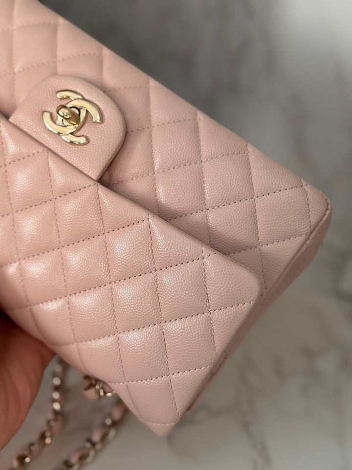 CHANEL 21C 2021 Rose Clair Caviar LGHW Medium ML 11.12 Timeless Classic Double Flap Bag