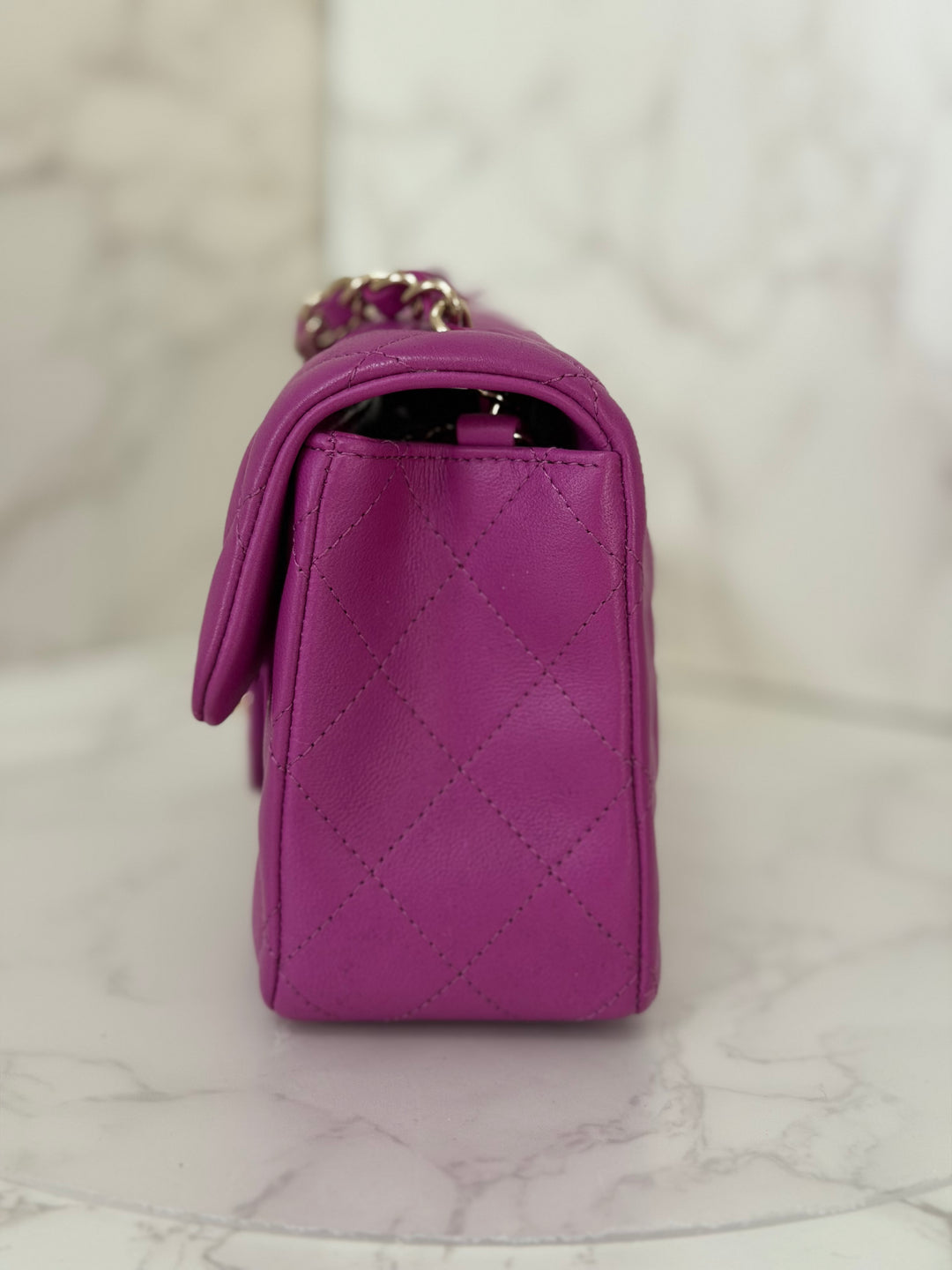 CHANEL 21C Collection 2020/2021 Purple Lambskin Champagne GHW Mini rectangular flap bag