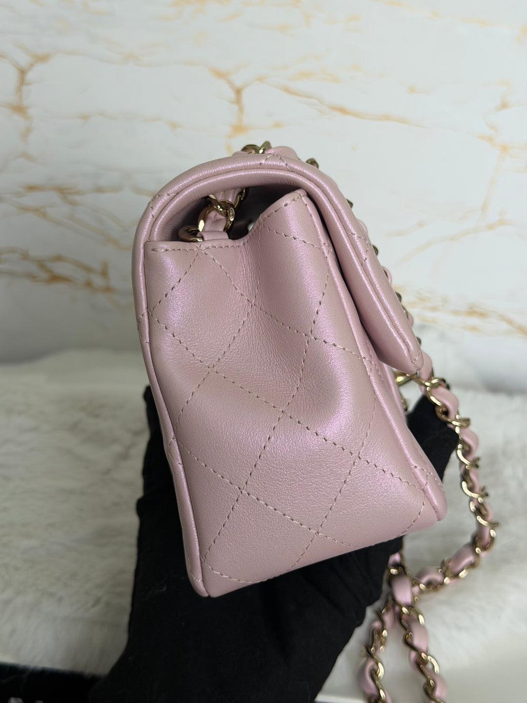 CHANEL 21S Light Pink Calf Skin LGHW Mini rectangular flap bag series 31 2021 *super rare*