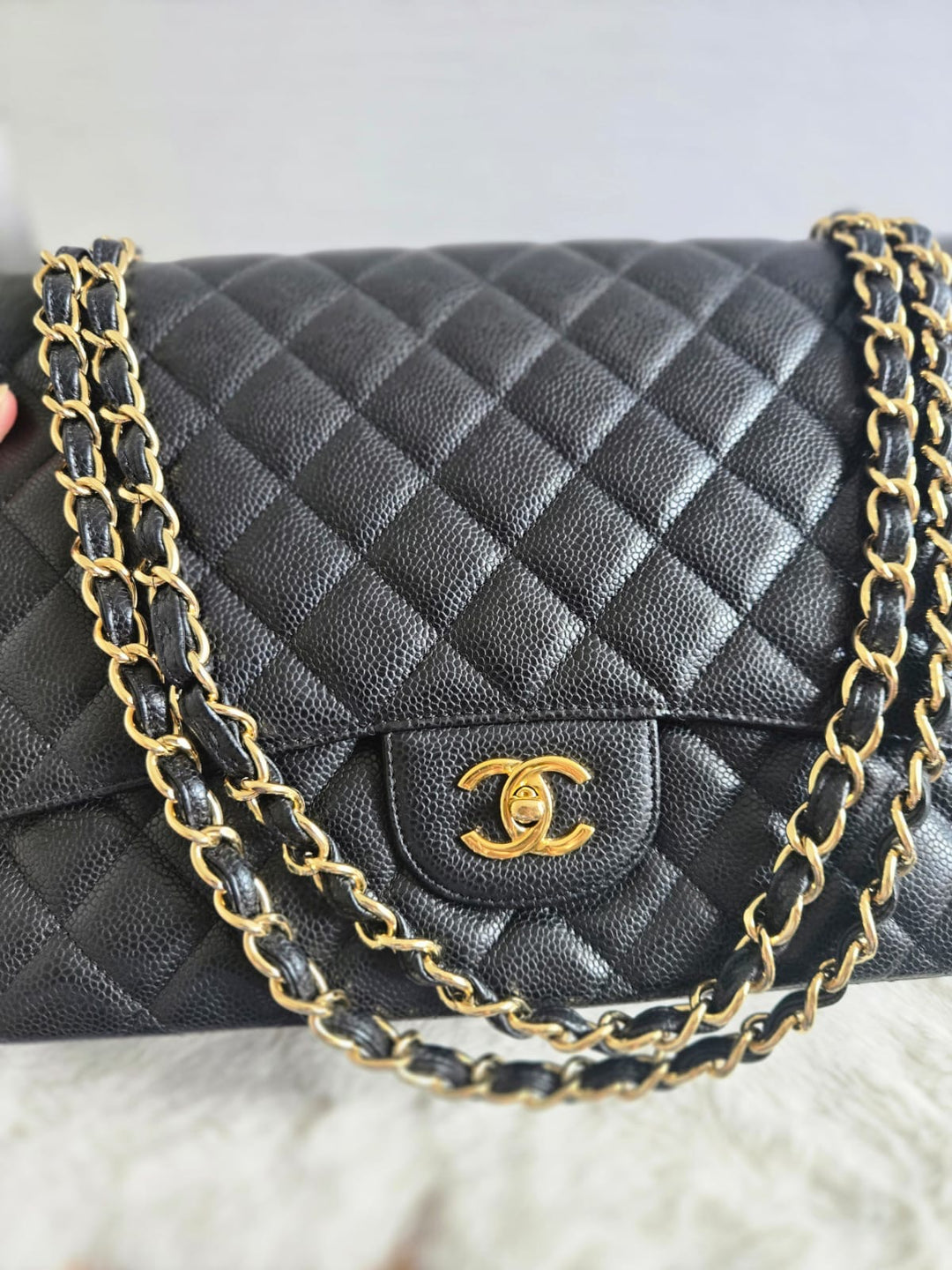 Chanel series 13 2010 Black Caviar Maxi Single Flap Bag with GHW