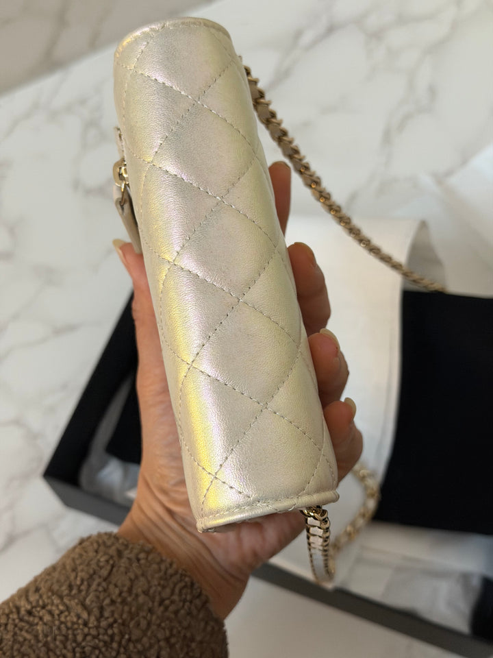 CHANEL series 31 20B Ivory Calf Skin LGHW Mini Wallet on Chain (WOC) 6 inches