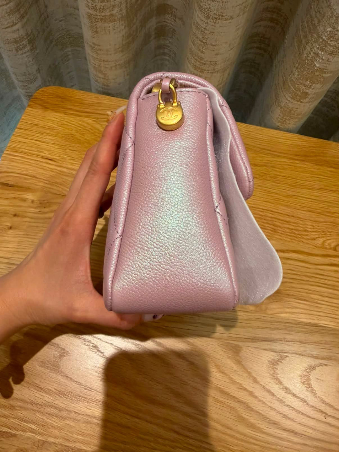CHANEL 21K iridescent pink caviar aged GHW Adjustable chain My Perfect Mini Flap Bag 2021
