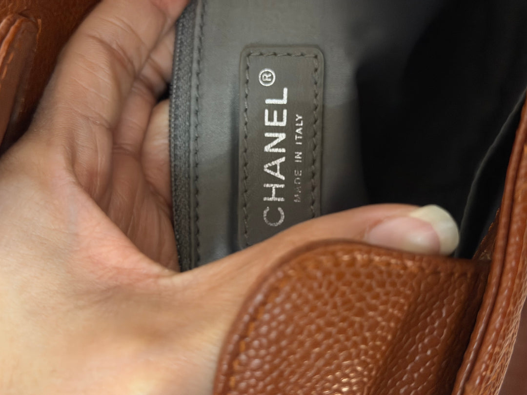 CHANEL series 19 Brown/Tan Caviar Petite Shopping Tote (PST) Bag