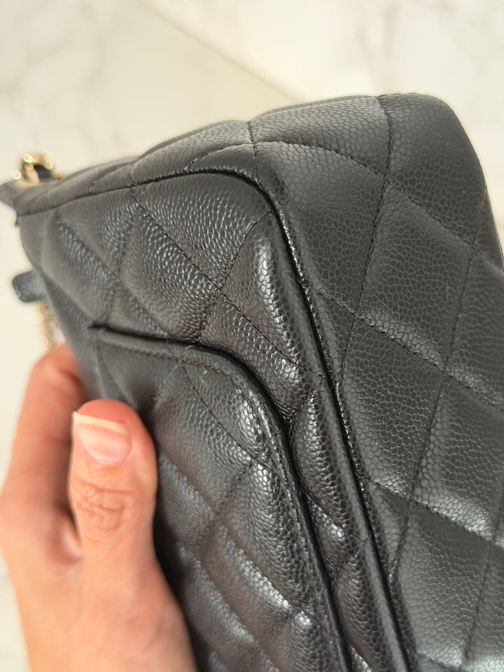 CHANEL New style Clutch/Wallet on Chain WOC in Black caviar LGHW and Burgundy lining 2025