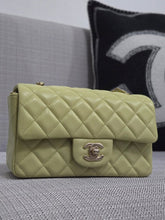 Load image into Gallery viewer, Chanel 23C 2022/2023 Cruise Collection Pastel Lime Green Lambskin Mini Rectangular Flap Bag with Champagne GHW
