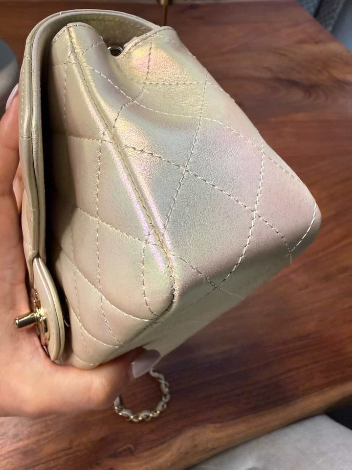 CHANEL series 31 Iridescent Ivory Calf Skin LGHW Mini Rectangular Flap Bag 20B collection 2020
