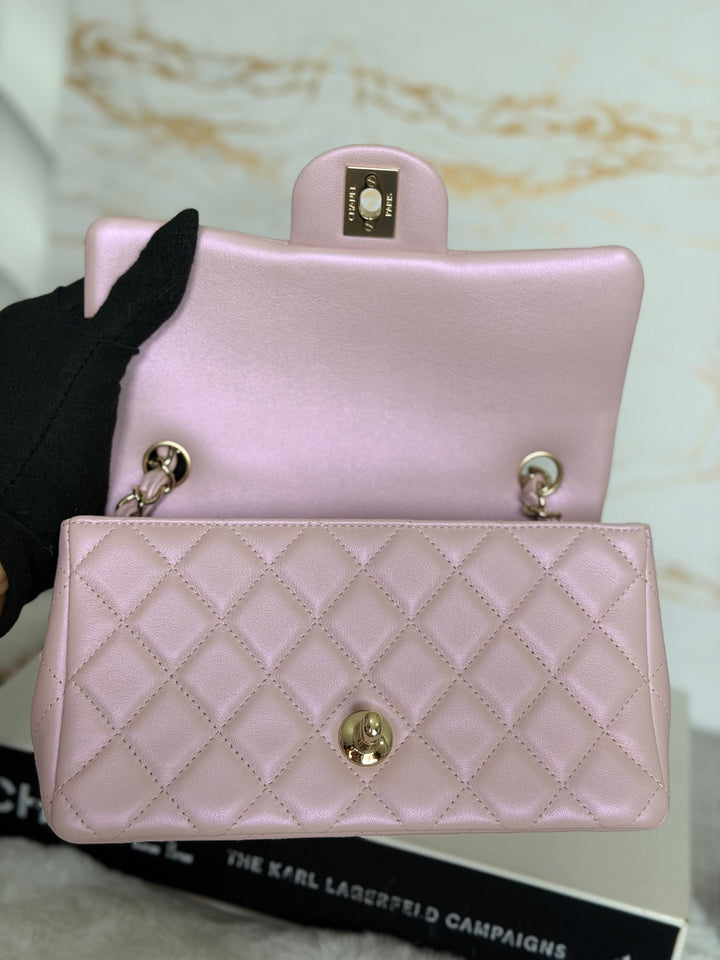 CHANEL 21S Light Pink Calf Skin LGHW Mini rectangular flap bag series 31 2021 *super rare*