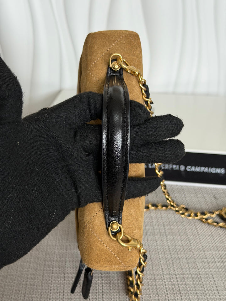 CHANEL 26S Beige Suede Black Calf skin aged GHW Long Vanity Case with Detachable Chain and top handle 2026