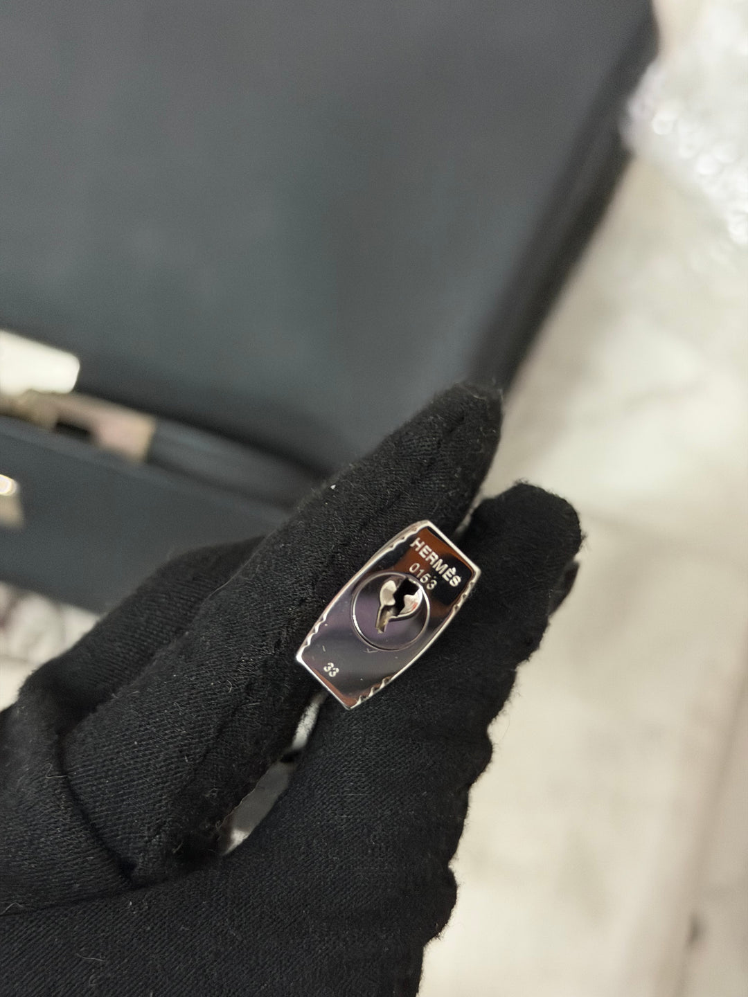 HERMES Noir Black Togo Leather with Palladium Hardware Kelly 28 Retourne Bag Stamp R 2014