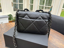 Load image into Gallery viewer, Chanel 19 Flap Bag in Size Small 22P collection 2022 So Black Lambskin So Black Hardware
