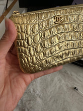 Load image into Gallery viewer, Chanel 19A Gold Calf skin Croc Embossed Mini O Case with Aged GHW
