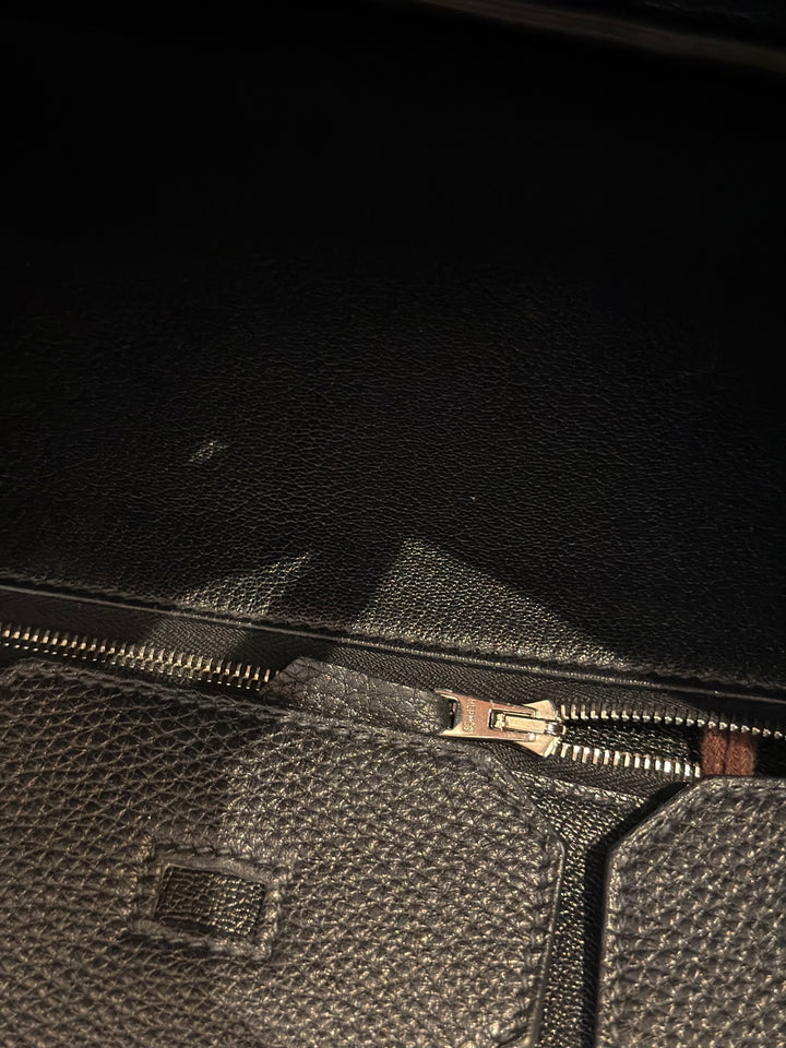 HERMÈS Black Noir Togo Leather PHW Birkin 35 Stamp M in Sq